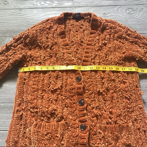 F21 Super Soft Button-Up Caramel Brown Orange Loose Knit Cardigan - Picture 7 of 8